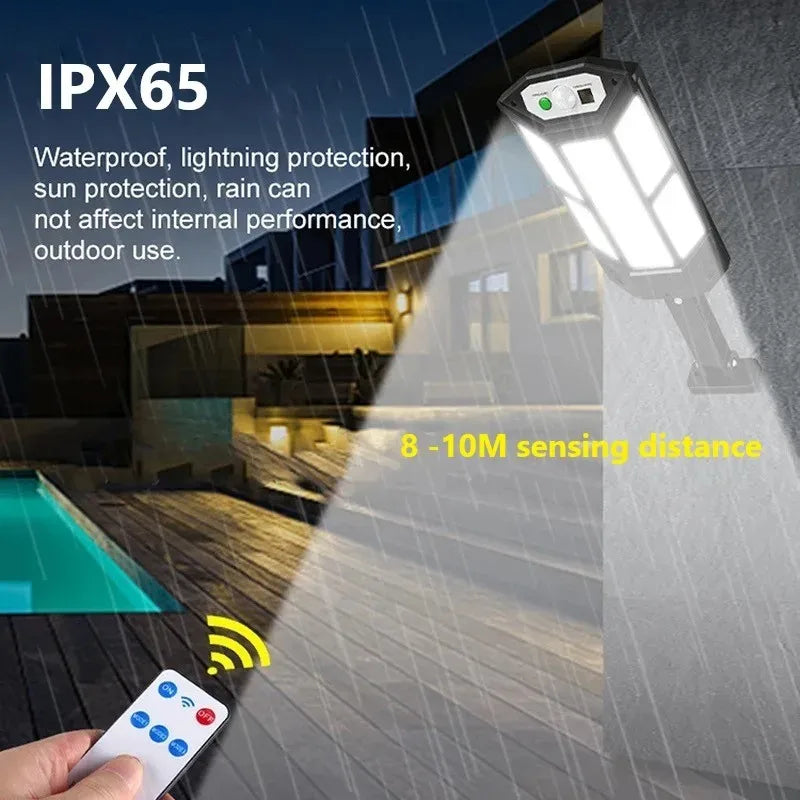 9900LM Solar LED Luzes ao ar livre Lâmpada Solar de Sensor de Movimento 4 Modo impermeável IP65 Solar Garden Light Street Yard Lanterna