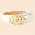 Golden Triple Ring Buckle Belts Simple Solid Color PU Leather Waistband Classic Jeans Pants Belt Dress Coat Girdle For Women