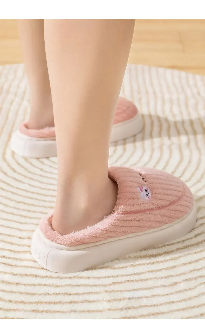 Winter Home Cotton Slippers for Women's Indoor Soft Sole, Non slip, Warm, Not Tired, Simple Couple Cotton Shoes for Men