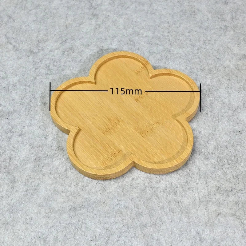 Multi Bamboo Tray Wood Saucer Flower Pot Tray Cup Pad Coaster Plate Kitchen Decorative Plate Creative Coaster Coffee Cup Mat