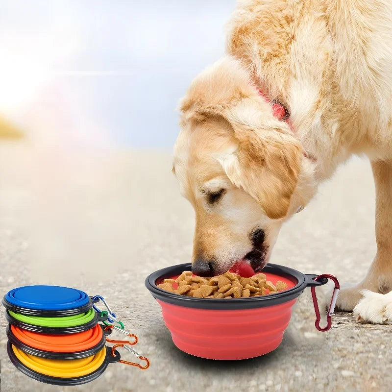 Pet Dog Tigela dobrável Folding 350ml Silicone Bowl Outdoor Travel Portable Puppy Food Container Feeder Prato Bowl Pet dog bowls
