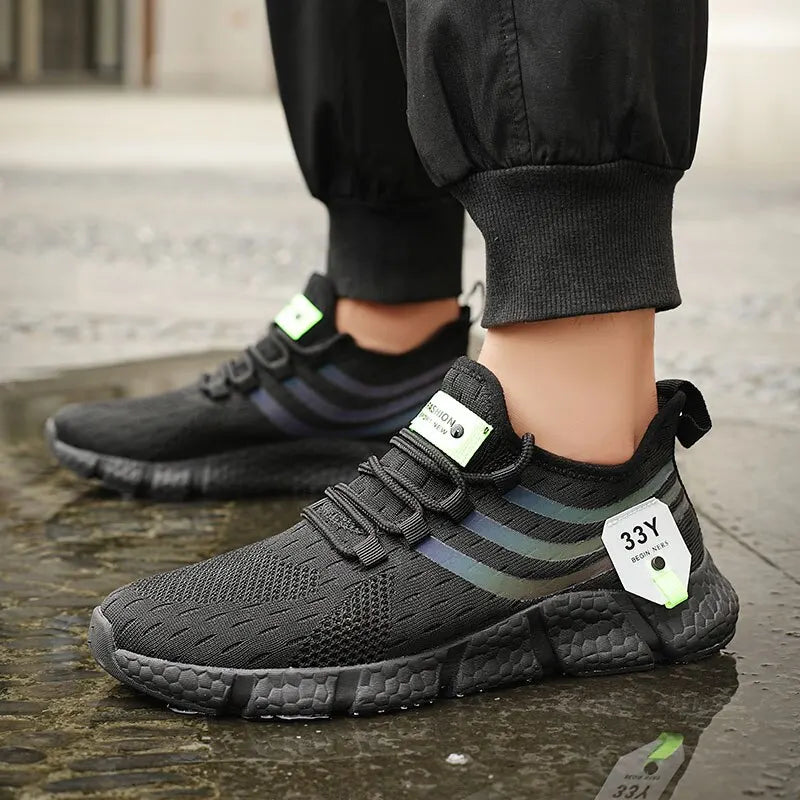 Tenis Men  Casual Sport Shoes respirável tênis leves ao ar livre malha preta tênis de corrida atlético Jogging Tenis Walking Shoes