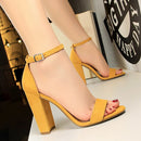 2024 Summer Plus Size 34-43 Woman 9.5cm High Heels Sandals Classic Block Platform Pumps Lady Chunky Burgundy Yellow Nude Shoes