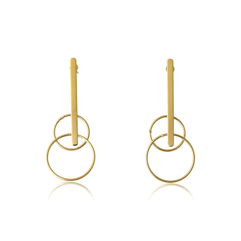 RIKINTE 18K Gold Gold Big Circles Long Earring Golinha and Veneer