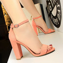 2024 Summer Plus Size 34-43 Woman 9.5cm High Heels Sandals Classic Block Platform Pumps Lady Chunky Burgundy Yellow Nude Shoes