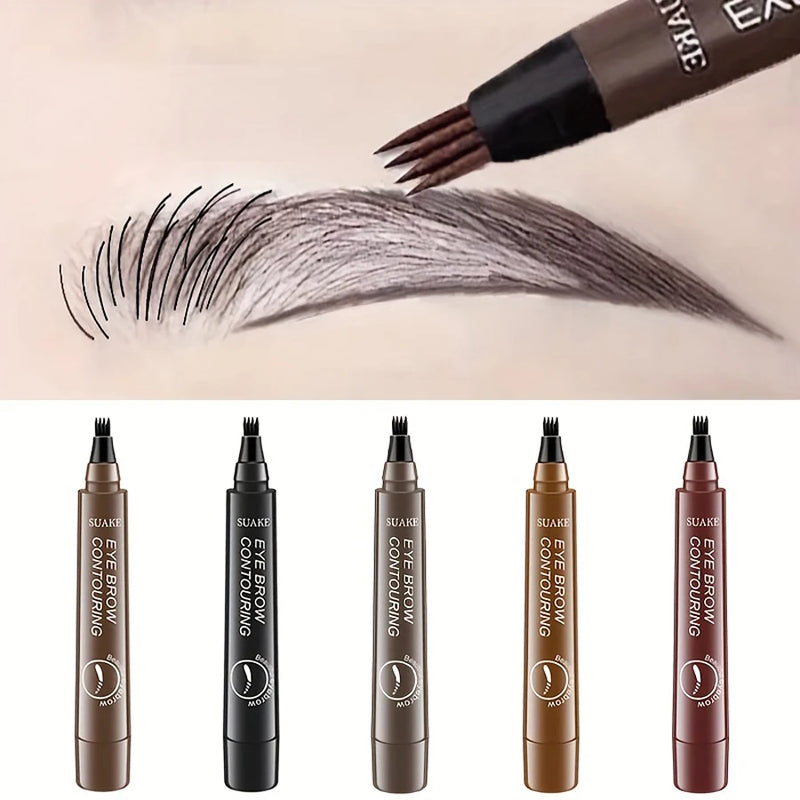 Lapis de sobrancelha à prova d'água, lápis de sobrancelha microblading com 4 cabeças divididas, maquiagem de sobrancelhas de aparência natural (5 cores)