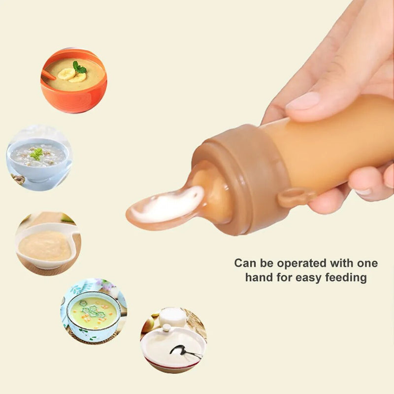 Bebê Alimentação Mamadeira + Mordedor Bebê Silicone Pasta de Arroz Cereal Alimentação Squeeze Alimentador de Colher de Garrafa para Utensílios de Recém-Nascido