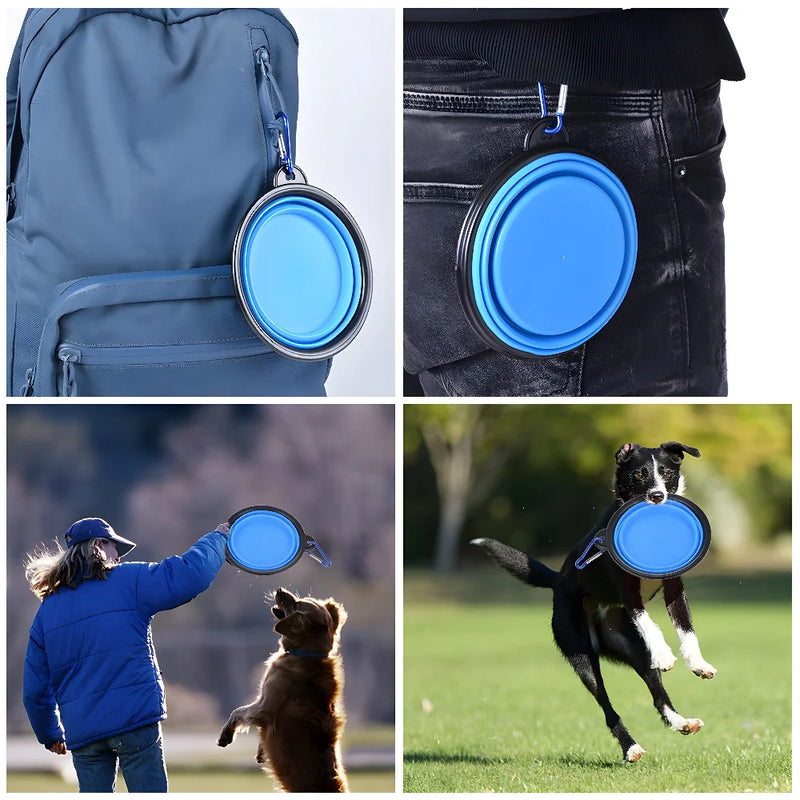 Pet Dog Tigela dobrável Folding 350ml Silicone Bowl Outdoor Travel Portable Puppy Food Container Feeder Prato Bowl Pet dog bowls