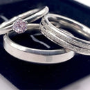 Couple of Valentine's Wedding Ring Shiny Silver Diamond and Ben + Thin Lonely Ring