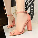 2024 Summer Plus Size 34-43 Woman 9.5cm High Heels Sandals Classic Block Platform Pumps Lady Chunky Burgundy Yellow Nude Shoes