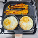 Frigideira Tripla TriSmart Pan / Antiaderente Com 3 Partições Ovo Bacon Carne Frango Lanche Multiuso